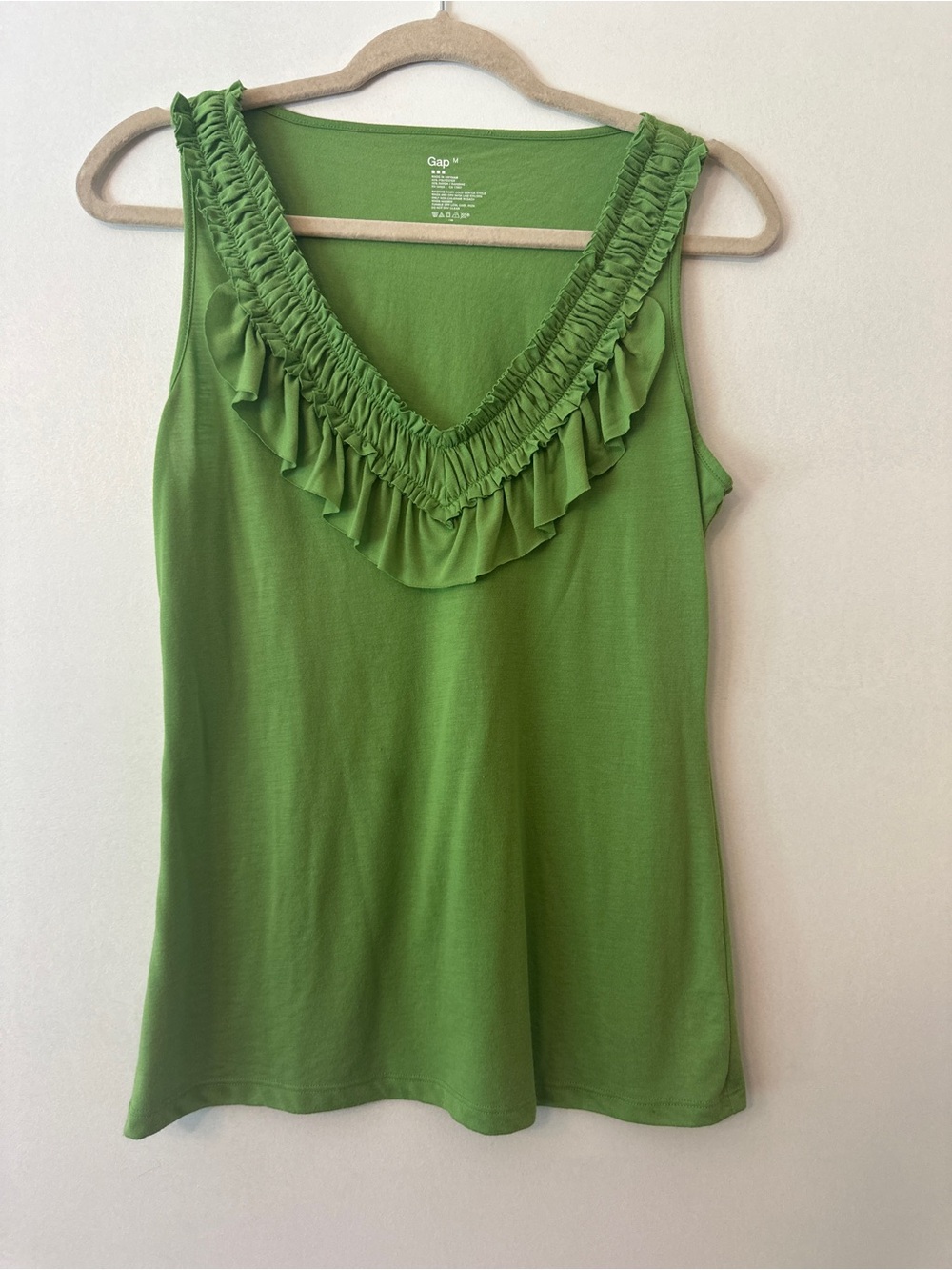 GAP Bright Green Ruffle V-Neck Tank